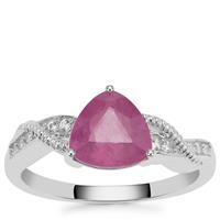 Ilakaka Hot Pink Sapphire Ring with White Zircon in Sterling Silver 2.20cts (F)