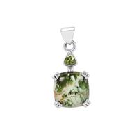 Opal Chalcedony Pendant with Changbai Peridot in Sterling Silver 11cts