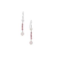 Pink Aragonite Earrings with Pink Spinel in Sterling Silver 14.20cts