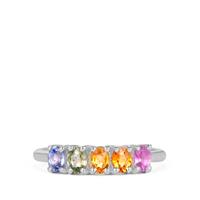 Rainbow Sapphire Ring in Sterling Silver 1.18cts