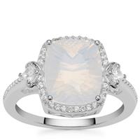 Blue Moon Quartz Ring with White Zircon in Sterling Silver 3.75cts