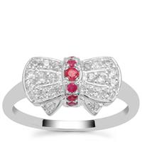 Malagasy Ruby Ring with White Zircon in Sterling Silver 0.60ct