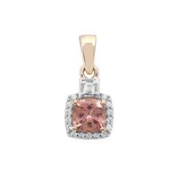 Rosé Apatite Pendant with White Zircon in 9K Gold 1.15cts