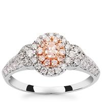 Pink and White Diamond Ring in 14K Two Tone Gold 0.53ct