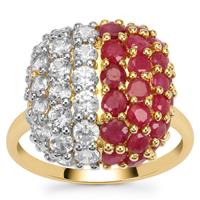 Thai Ruby Ring with White Zircon in 9K Gold 5.15cts