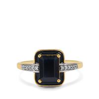 Ethiopian Blue Sapphire Ring with White Zircon in 9K Gold 2.20cts