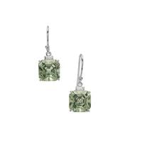 Prasiolite Earrings with White Zircon in Sterling Silver 8.85cts