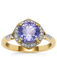 AAA Tanzanite Ring with Diamond in 18K Gold 2.05cts