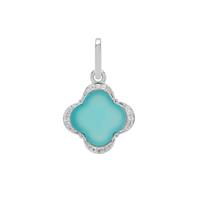 Aqua Chalcedony Pendant with White Zircon in Sterling Silver 4.35cts