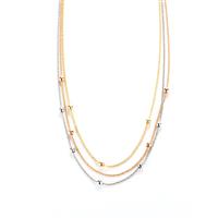 16.5" - 18" Three Tone Gold Plated Sterling Silver Necklace