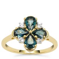 Nigerian Blue Sapphire Ring with White Zircon in 9K Gold 1.80cts