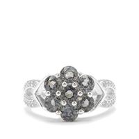Mogok Silver Spinel Ring with White Zircon in Sterling Silver 2.91cts