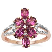 Comeria Garnet Ring with White Zircon in 9K Rose Gold 2.05cts
