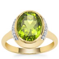 Red Dragon Peridot Ring with Diamond in 9K Gold 3.95cts