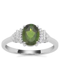 Chrome Diopside Ring with White Zircon in Sterling Silver 1.30cts