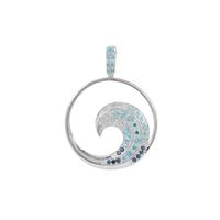 Swiss Blue Topaz Pendant with White Topaz in Sterling Silver 2cts