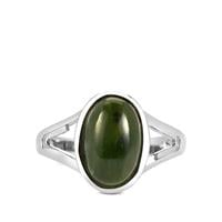 Canadian Nephrite Jade Ring  in Sterling Silver 4cts