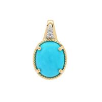 Sleeping Beauty Turquoise Pendant with White Zircon in 9K Gold 2.15cts