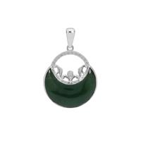 African Aventurine Pendant with White Zircon in Sterling Silver 10.50cts