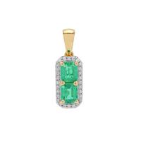 Panjshir Emerald Pendant with Diamond in 18K Gold 1cts