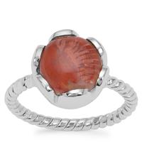 Red Horn Coral Ring in Sterling Silver 4cts