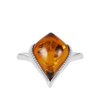 Baltic Cognac Amber Ring in Sterling Silver (13 x10mm)