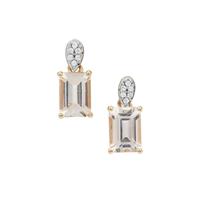 Rose Danburite Earrings with White Zircon in 9K Gold 1.85cts