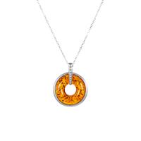 Baltic Cognac Amber Necklace in Sterling Silver (27mm)