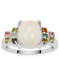Ethiopian Opal Ring with Multi-Colour Tourmaline in Sterling Silver 3.15cts