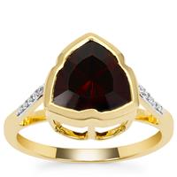 Lehrer Infinity Cut Rajasthan Garnet Ring with White Zircon in 9K Gold 4.45cts