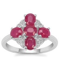 Kenyan Ruby Ring with White Zircon in Sterling Silver 2.55cts