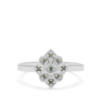 Green Diamond Ring in Sterling Silver 0.08ct