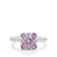 Rose du Maroc Amethyst Ring with White Zircon in Sterling Silver 0.90ct