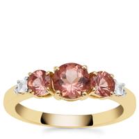 Rosé Apatite Ring with White Zircon in 9K Gold 1.64cts