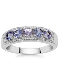 Tanzanite Ring with White Zircon in Sterling Silver 1.05cts