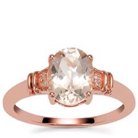 Morganite Ring with Natural Pink Diamond in 9K Rose Gold 1.65cts