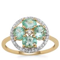 Malysheva Siberian Emerald Ring with White Zircon in 9K Gold 1.49cts