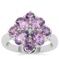 Moroccan Amethyst Ring with White Zircon in Sterling Silver 2.40cts