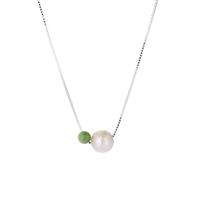 Komatsu Cultured Pearl Necklace with Burmese Jadeite in Sterling Silver 
