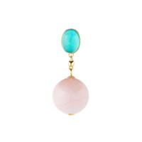 Pink Opal Pendant with Amazonite in Gold Tone Sterling Silver 10.50cts