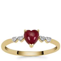 Greenland Ruby Ring with Canadian Diamond 9K Gold 0.80ct