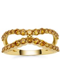 Imperial Orange Diamond Ring in 9k Gold 1ct