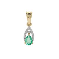 Colombian Emerald Pendant with White Zircon in 9K Gold 0.75ct