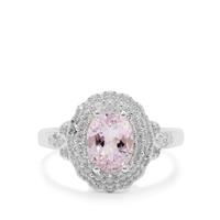Minas Gerais Kunzite Ring with White Zircon in Sterling Silver 3.10cts