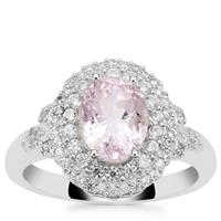 Minas Gerais Kunzite Ring with White Zircon in Sterling Silver 3.10cts