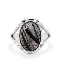 Sierra Leone Black Rutilite Quartz Ring in Sterling Silver 6cts