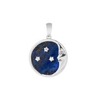 Sar-i-Sang Lapis Lazuli Pendant with White Zircon in Sterling Silver 11.62cts