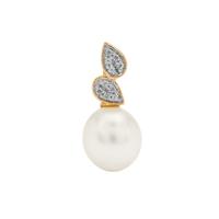 South Sea Cultured Pearl Pendant with White Zircon in 9K Gold (8mm)
