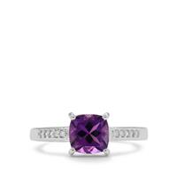 Moroccan Amethyst Ring with White Zircon in Sterling Silver 1.45cts