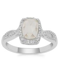 Rose Cut Plush Diamond Sunstone Ring with White Zircon in Sterling Silver 1.27cts